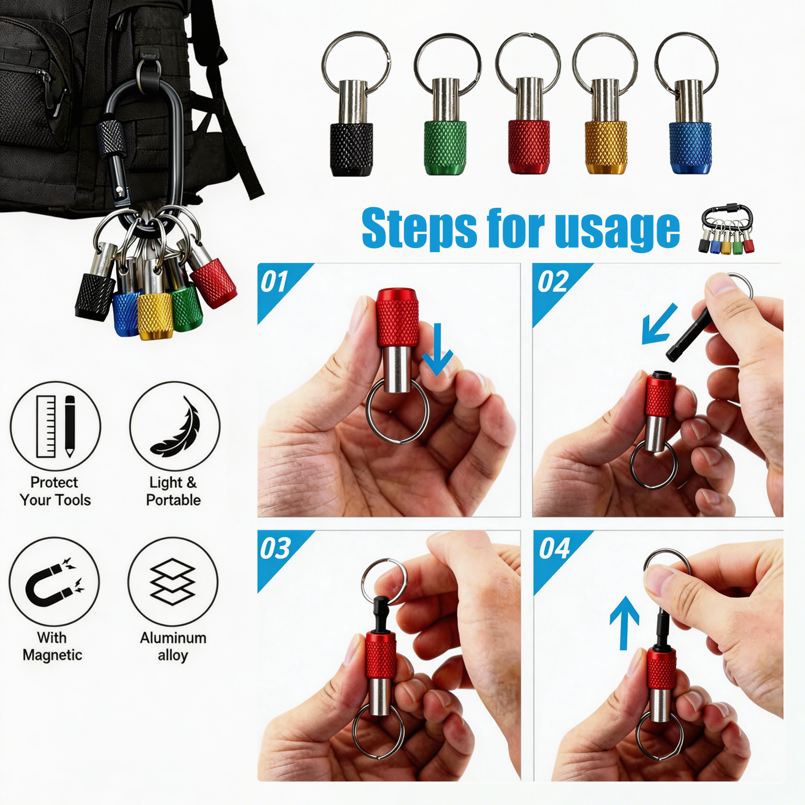 1/4" Quick-Release Bit Holder Keychain image 5